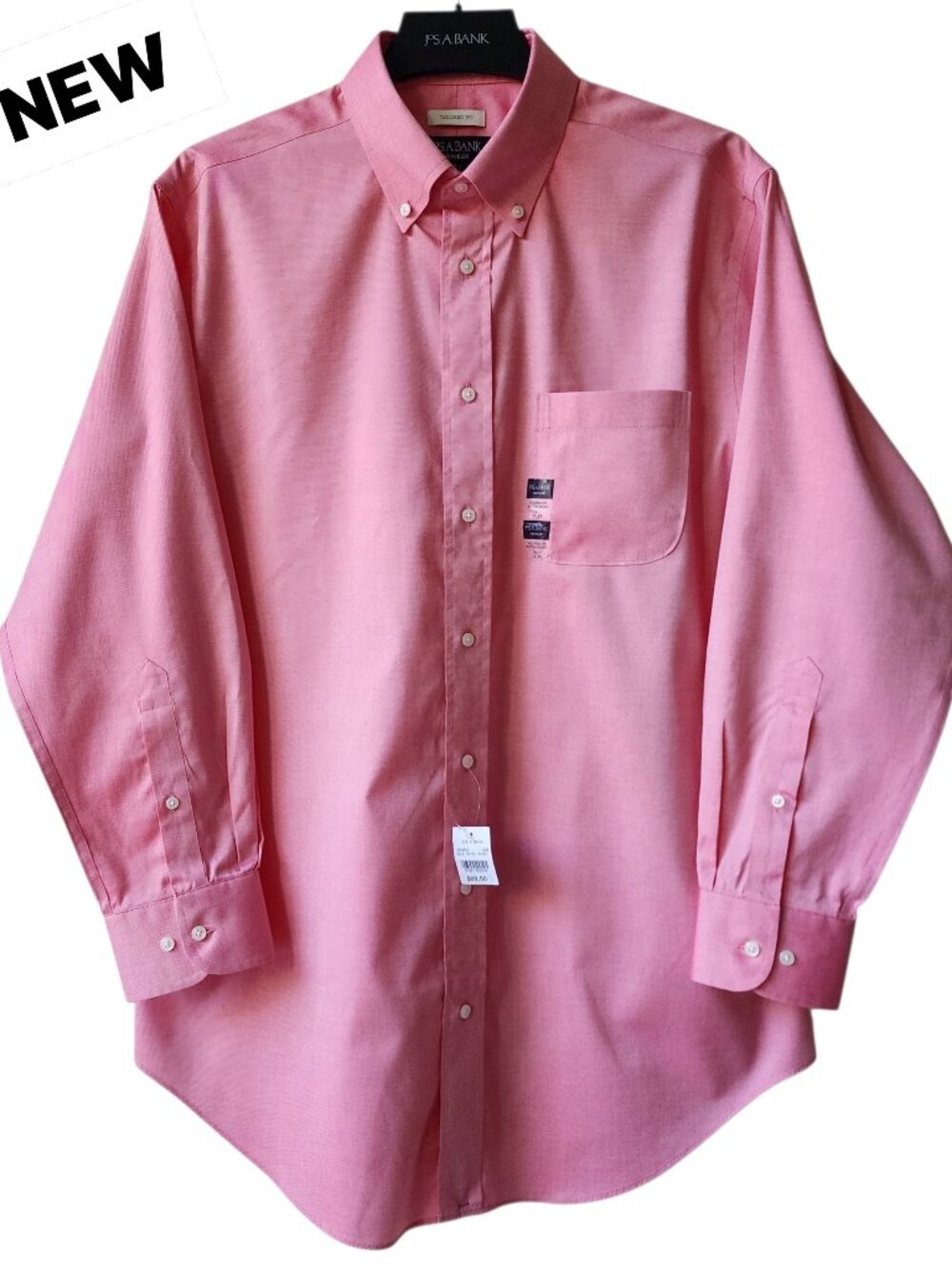 16.5 32/33 Shirt Light Red Pink Salmon Traveler Jos A Bank New Non Iron Tailored